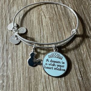 Alex and Ani Disney Cinderella Silver Charm Bangle Bracelet with Blue Pendant